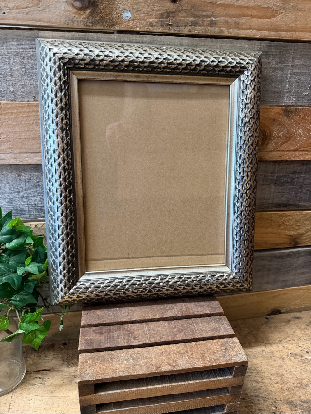 Ornate Silver Textured Picture Frame by